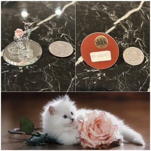 Glass Baron Kitty Figurine on Mirrored Base